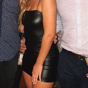 Leather skinny strap dress